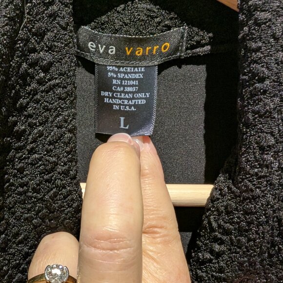 Eva Varro Barcelona Open-Front Jacket Black, size L EUC - Picture 3 of 6